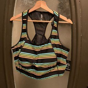 Torrid Bralett, Swimming top, sz 3, aqua, gold + black stripped Bralett —New
